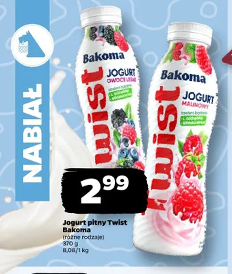 Jogurt pitny Twist Bakoma promocja w Netto