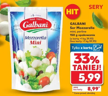 Ser mozzarella mini, perline promocja w Kaufland