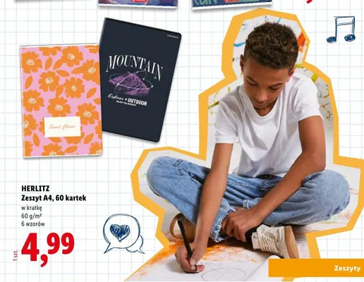 Zeszyt A4 Herlitz 60 kartek w kratkę promocja w Lidl