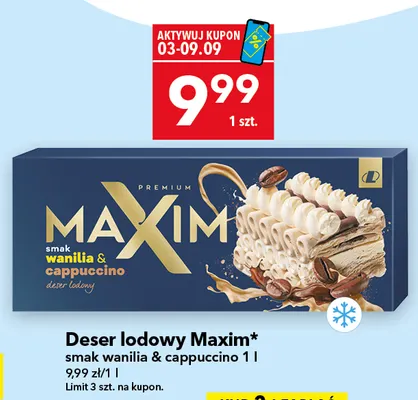Deser lodowy Maxim smak wanilia & cappuccino promocja w LEWIATAN