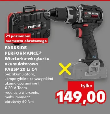 Wiertarko-wkrętarka akumulatorowa Parkside Performance PABSP 20 Li C4 bez akumulatora promocja w Kaufland