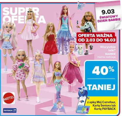 Lalki Barbie różne rodzaje promocja w Carrefour