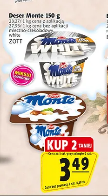 Deser Monte mleczno-czekoladowy Zott promocja w Prim Market