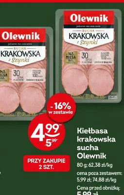 Kiełbasa krakowska sucha Olewnik promocja w Żabka