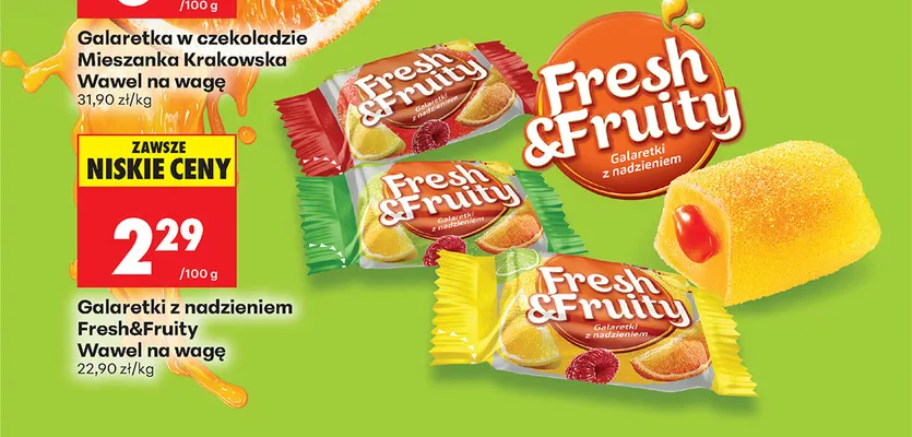 Galaretki z nadzieniem Fresh & Fruity Wawel na wagę promocja w Biedronka