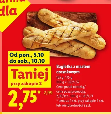 Bagietka z masłem czosnkowym Piekarnia Lidla promocja w Lidl