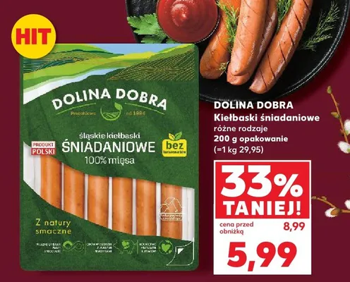 Kiełbaski śniadaniowe różne rodzaje promocja w Kaufland