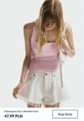 Dżersejowy top z dekoltem karo promocja w H&M