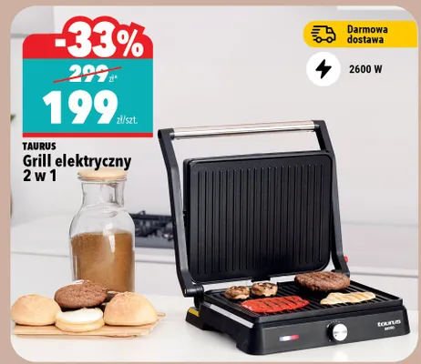Grill elektryczny Taurus 2 w 1 2600W promocja w Biedronka Home