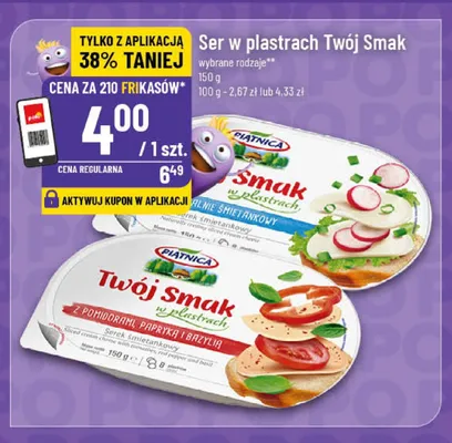 Ser w plastrach Twój Smak z pomidorami papryką i bazylią Piątnica promocja w POLOmarket