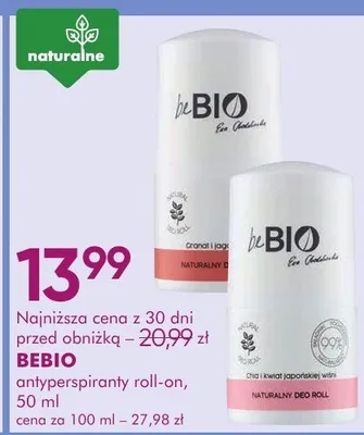 Antyperspirant roll-on bebio naturally deo roll promocja w Super-Pharm