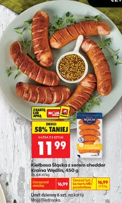 Kiełbasa śląska z serem cheddar Kraina Wędlin promocja w Biedronka