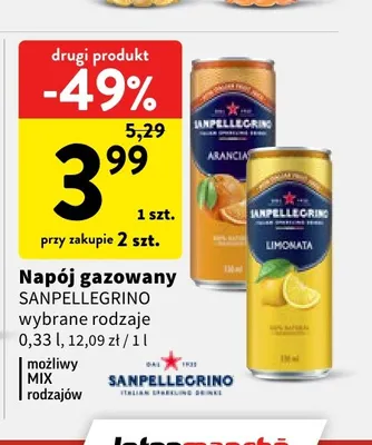 Napój gazowany Sanpellegrino Limonata promocja w Intermarche