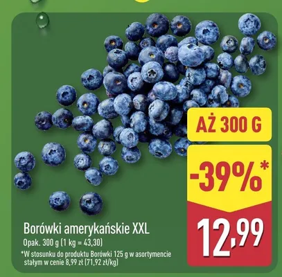 Borówki amerykańskie XXL promocja w Aldi