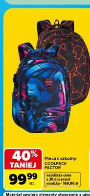 Plecak szkolny Coolpack Factor promocja w Carrefour