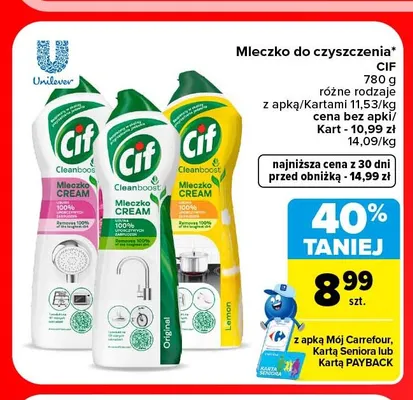 Mleczko do czyszczenia Cif promocja w Carrefour Market