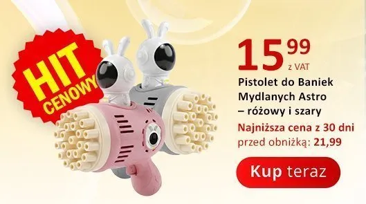 Pistolet do baniek mydlanych Astro Wonderland różowy promocja w Poczta Polska