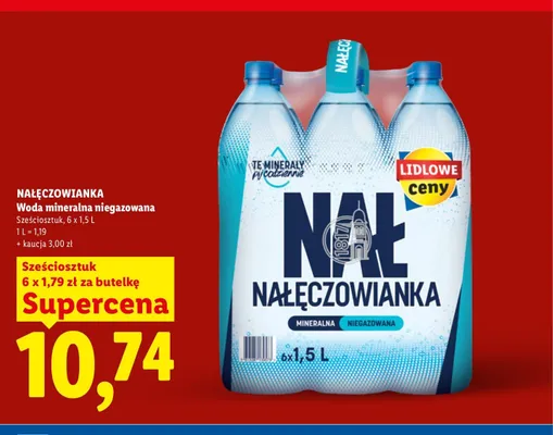 Woda mineralna niegazowana Nałęczowianka 6-pak promocja w Lidl