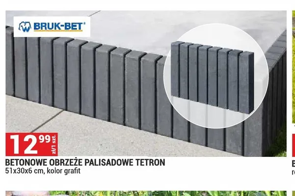 Betonowe obrzeże palisadowe Tetron Bruk-Bet promocja w Merkury Market