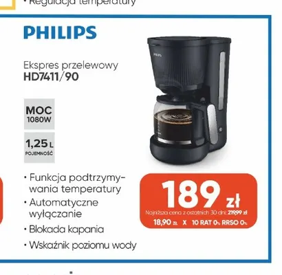 Ekspres przelewowy Philips HD7411/90 promocja w Max Elektro