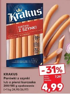 Parówki z szynki lub z piersi kurczaka promocja w Kaufland