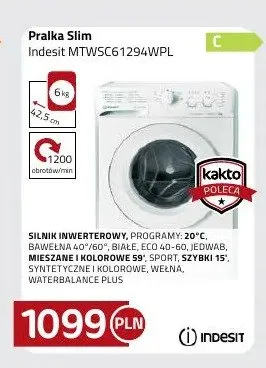 Pralka Slim Indesit MTWSC61294WPL promocja w kakto.pl