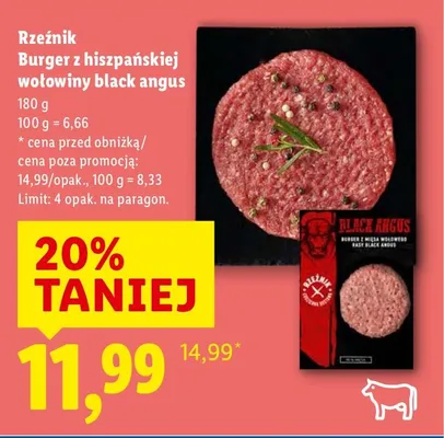 Burger z hiszpańskiej wołowiny black angus promocja w Lidl