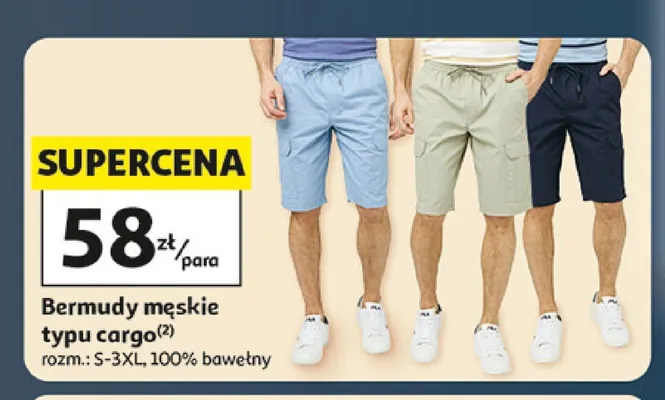 Bermudy męskie typu cargo Inextenso promocja w Auchan