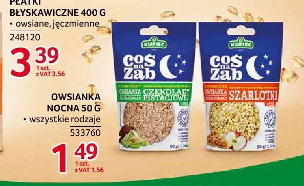 Owsianka nocna czekolady pistacjowej Coś na Ząb Kupiec promocja w Selgros