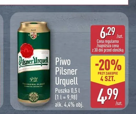 Piwo Pilsner Urquell promocja w Aldi