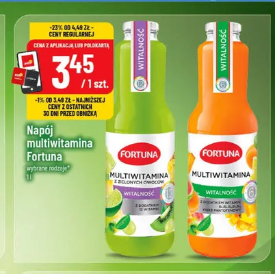 Napój multiwitamina Fortuna z zielonych owoców promocja w POLOmarket