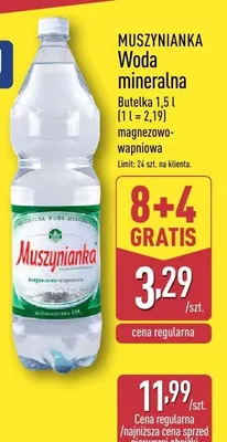 Woda mineralna magnezowo-wapniowa MUSZYNIANKA promocja w Aldi