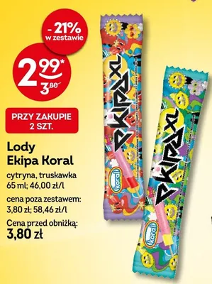 Lody Ekipa Koral truskawka promocja w Żabka