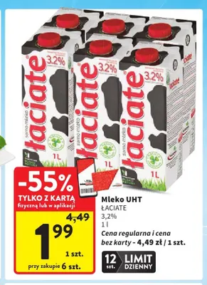Mleko UHT Łaciate 3,2% promocja w Intermarche