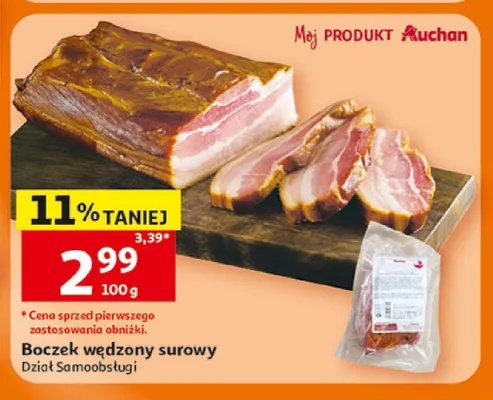 Boczek wędzony surowy promocja w Auchan
