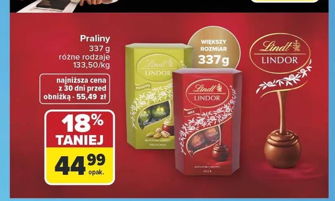 Praliny Lindt Lindor Milk promocja w Carrefour