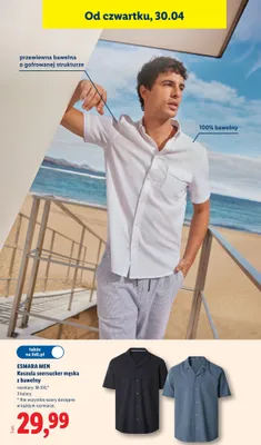 Koszula seersucker męska z bawełny promocja w Lidl