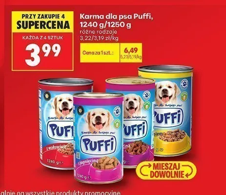 Karma dla psa Puffi z wołowiną promocja w Biedronka