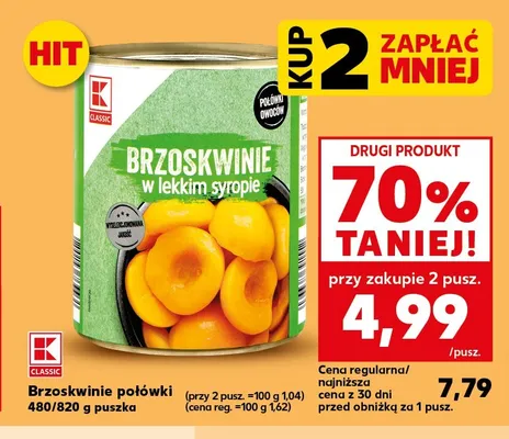 Brzoskwinie połówki w lekkim syropie K-Classic promocja w Kaufland