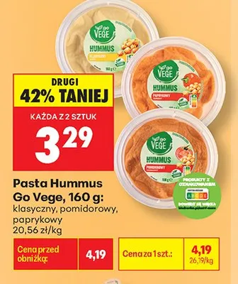 Pasta Hummus paprykowy Go Vege promocja w Biedronka