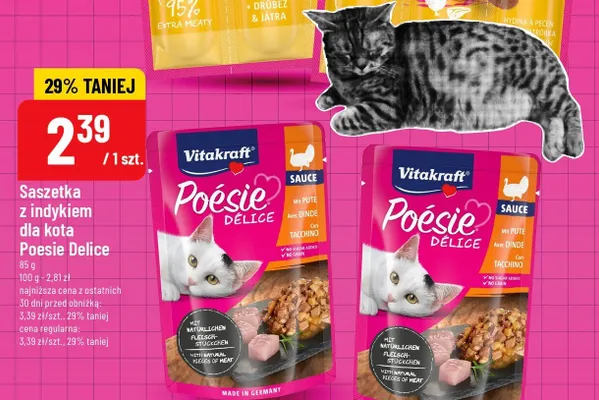 Saszetka z indykiem dla kota VitaKraft Poesie Delice promocja w POLOmarket