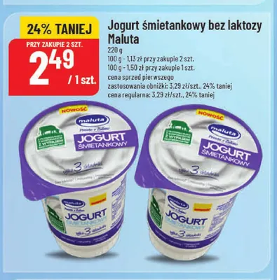 Jogurt śmietankowy bez laktozy Maluta promocja w POLOmarket