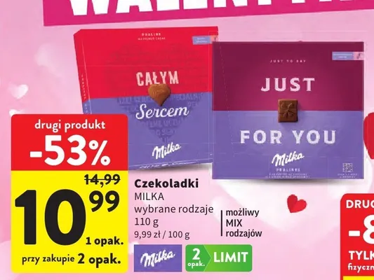 Czekoladki Milka wybrane rodzaje promocja w Intermarche