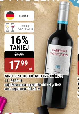 Wino bezalkoholowe Cin & promocja w bi1