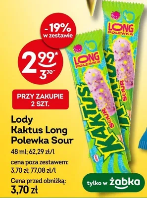 Lody kaktus long polewka sour promocja w Żabka