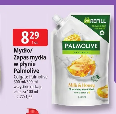 Zapas mydła w płynie Palmolive Naturals Milk & Honey promocja w Leclerc