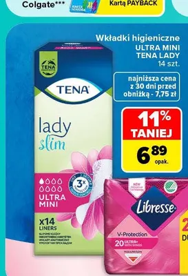 Wkładki higieniczne Ultra Mini Tena Lady promocja w Carrefour
