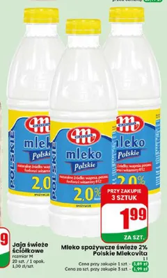 Mleko spożywcze świeże 2% Polskie Mlekovita promocja w Dino