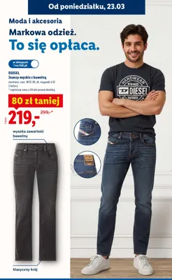 Jeansy męskie z bawełną promocja w Lidl