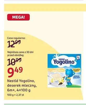 Deserek mleczny 6 m+ Nestlé Yogolino 4-pak promocja w Rossmann